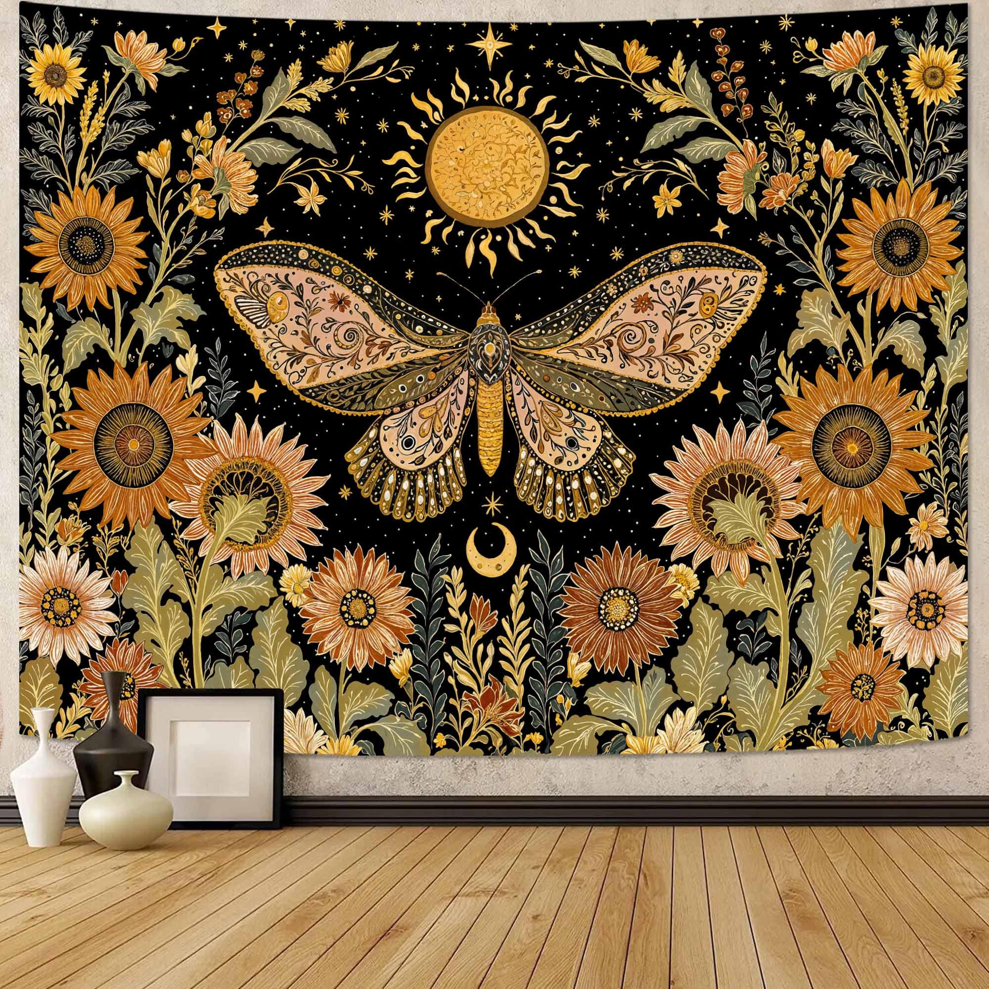 Lunerfex Folk Art Frog Banjo Tapestry - Vintage Woodland Night Wall Hanging for Rustic & Whimsical Decor 90"x70"